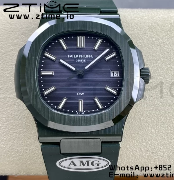 PATEK PHILIPPE AET Nautilus 5711 Green Ceramic AMGF Best Edition Blue Dial on Green Rubber Strap MIYOTA 9015 - Super Clone Watch | 1:1 Best Version