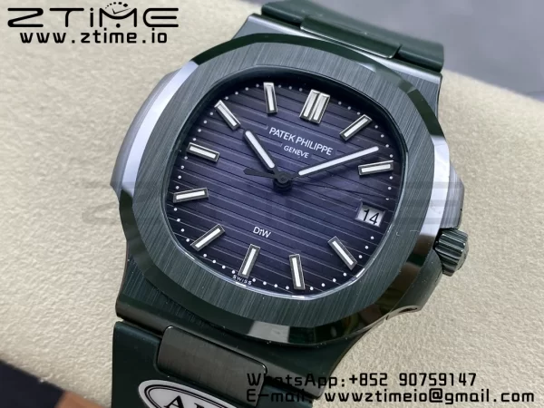 PATEK PHILIPPE AET Nautilus 5711 Green Ceramic AMGF Best Edition Blue Dial on Green Rubber Strap MIYOTA 9015 - Super Clone Watch | 1:1 Best Version