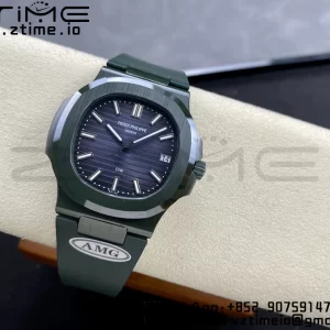 PATEK PHILIPPE AET Nautilus 5711 Green Ceramic AMGF Best Edition Blue Dial on Green Rubber Strap MIYOTA 9015 - Super Clone Watch | 1:1 Best Version