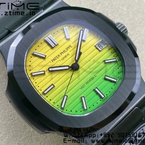 PATEK PHILIPPE AET Nautilus 5711 Green Ceramic AMGF Best Edition Yellow/Green Dial on Green Rubber Strap MIYOTA 9015 - Super Clone Watch | 1:1 Best Version