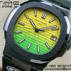 PATEK PHILIPPE AET Nautilus 5711 Green Ceramic AMGF Best Edition Yellow/Green Dial on Green Rubber Strap MIYOTA 9015 - Super Clone Watch | 1:1 Best Version