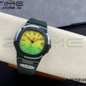 PATEK PHILIPPE AET Nautilus 5711 Green Ceramic AMGF Best Edition Yellow/Green Dial on Green Rubber Strap MIYOTA 9015 - Super Clone Watch | 1:1 Best Version