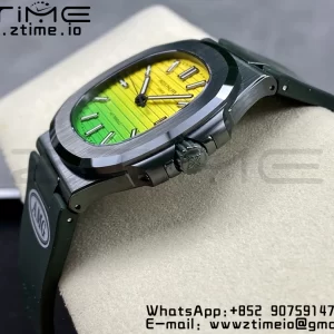 PATEK PHILIPPE AET Nautilus 5711 Green Ceramic AMGF Best Edition Yellow/Green Dial on Green Rubber Strap MIYOTA 9015 - Super Clone Watch | 1:1 Best Version