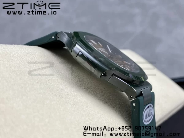PATEK PHILIPPE AET Nautilus 5711 グリーンセラミック AMGF ベストエディション ブラウンダイアル グリーンラバーストラップ MIYOTA 9015 - スーパークローンウォッチ｜1:1 ベストバージョン