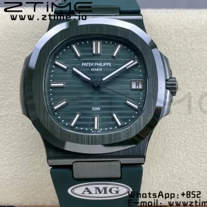 PATEK PHILIPPE AET Nautilus 5711 Green Ceramic AMGF Best Edition Green Dial on Green Rubber Strap MIYOTA 9015 - Super Clone Watch | 1:1 Best Version
