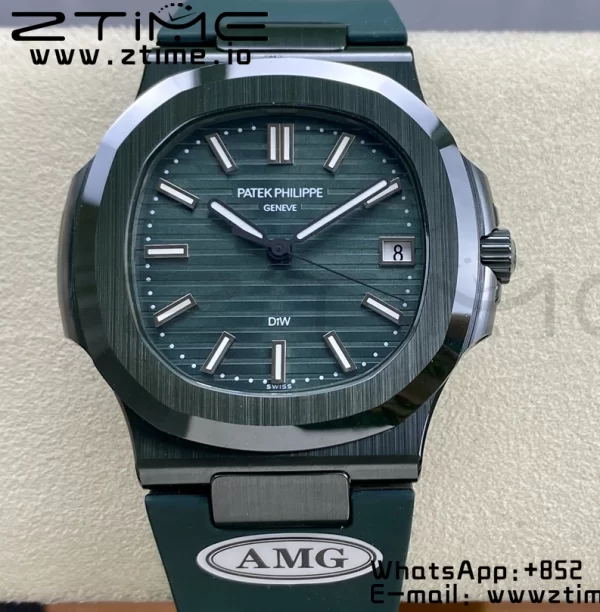 PATEK PHILIPPE AET Nautilus 5711 グリーンセラミック AMGF ベストエディション グリーンダイアル グリーンラバーストラップ MIYOTA 9015 - スーパークローンウォッチ｜1:1 ベストバージョン