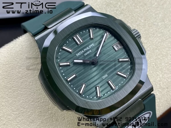 PATEK PHILIPPE AET Nautilus 5711 グリーンセラミック AMGF ベストエディション グリーンダイアル グリーンラバーストラップ MIYOTA 9015 - スーパークローンウォッチ｜1:1 ベストバージョン