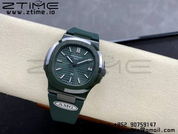 PATEK PHILIPPE AET Nautilus 5711 グリーンセラミック AMGF ベストエディション グリーンダイアル グリーンラバーストラップ MIYOTA 9015 - スーパークローンウォッチ｜1:1 ベストバージョン