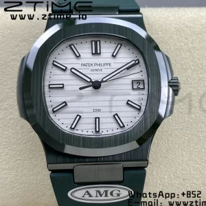 PATEK PHILIPPE AET Nautilus 5711 Green Ceramic AMGF Best Edition White Dial on Green Rubber Strap MIYOTA 9015 - Super Clone Watch | 1:1 Best Version