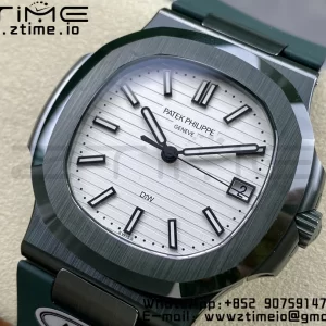 PATEK PHILIPPE AET Nautilus 5711 Green Ceramic AMGF Best Edition White Dial on Green Rubber Strap MIYOTA 9015 - Super Clone Watch | 1:1 Best Version
