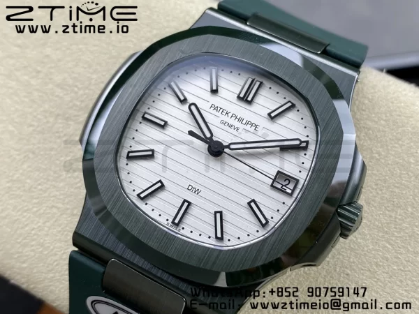 PATEK PHILIPPE AET Nautilus 5711 Green Ceramic AMGF Best Edition White Dial on Green Rubber Strap MIYOTA 9015 - Super Clone Watch | 1:1 Best Version