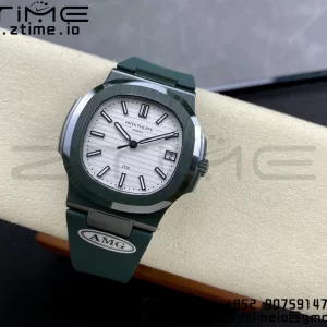 PATEK PHILIPPE AET Nautilus 5711 Green Ceramic AMGF Best Edition White Dial on Green Rubber Strap MIYOTA 9015 - Super Clone Watch | 1:1 Best Version