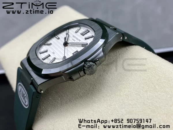 PATEK PHILIPPE AET Nautilus 5711 Green Ceramic AMGF Best Edition White Dial on Green Rubber Strap MIYOTA 9015 - Super Clone Watch | 1:1 Best Version