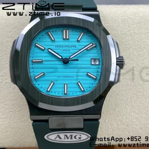PATEK PHILIPPE AET Nautilus 5711 Green Ceramic AMGF Best Edition Tiffany Blue Dial on Green Rubber Strap MIYOTA 9015 - Super Clone Watch | 1:1 Best Version