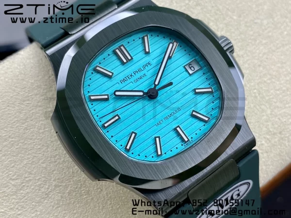 PATEK PHILIPPE AET Nautilus 5711 Green Ceramic AMGF Best Edition Tiffany Blue Dial on Green Rubber Strap MIYOTA 9015 - Super Clone Watch | 1:1 Best Version