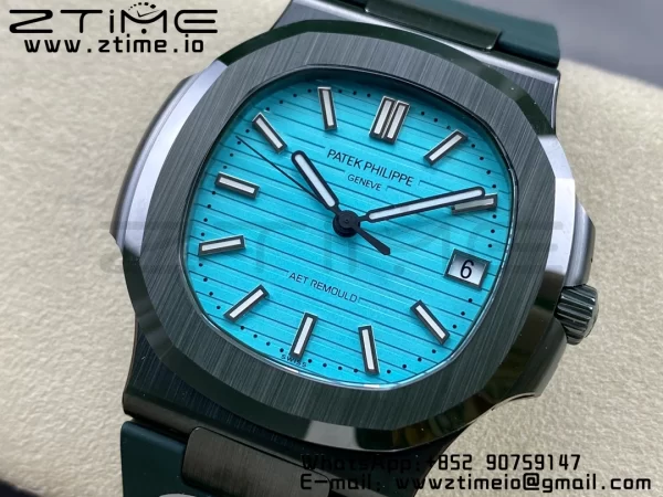 PATEK PHILIPPE AET Nautilus 5711 Green Ceramic AMGF Best Edition Tiffany Blue Dial on Green Rubber Strap MIYOTA 9015 - Super Clone Watch | 1:1 Best Version