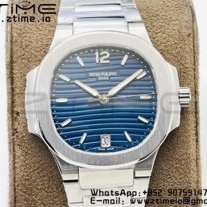 PATEK PHILIPPE Nautilus 7118 Ladies SS PPF 1:1 Best Edition Blue Dial on SS Bracelet 324CS - Super Clone Watch | 1:1 Best Version