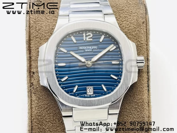 PATEK PHILIPPE Nautilus 7118 Ladies SS PPF 1:1 Best Edition Cadran albastru pe brățară SS 324CS - Super Clone Watch | 1:1 Best Version