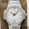 PATEK PHILIPPE Nautilus 7118 Ladies SS PPF 1:1 Best Edition White Dial Diamonds Bezel on SS Bracelet 324CS - Super Clone Watch | 1:1 Best Version