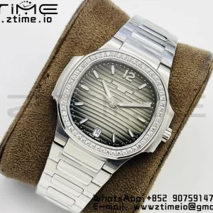 PATEK PHILIPPE Nautilus 7118 レディース SS PPF 1:1 ベストエディション ブラウンダイアル ダイヤモンドベゼル SSブレスレット 324CS - スーパークローンウォッチ｜1:1 ベストバージョン