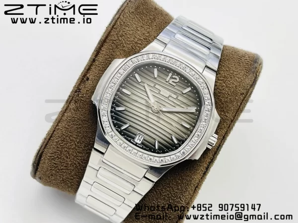 PATEK PHILIPPE Nautilus 7118 レディース SS PPF 1:1 ベストエディション ブラウンダイアル ダイヤモンドベゼル SSブレスレット 324CS - スーパークローンウォッチ｜1:1 ベストバージョン