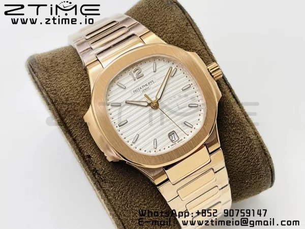 PATEK PHILIPPE Nautilus 7118 Ladies RG PPF 1:1 Best Edition White Dial on RG Bracelet 324CS - Super Clone Watch | 1:1 Best Version