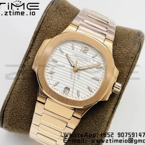 PATEK PHILIPPE Nautilus 7118 Ladies RG PPF 1:1 Best Edition White Dial on RG Bracelet 324CS - Super Clone Watch | 1:1 Best Version