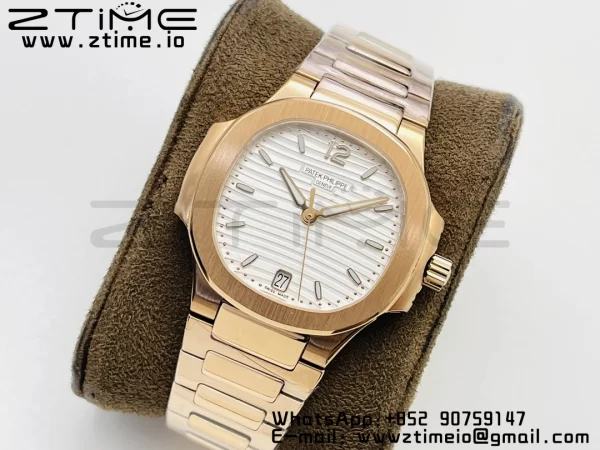 PATEK PHILIPPE Nautilus 7118 Ladies RG PPF 1:1 Best Edition White Dial on RG Bracelet 324CS - Super Clone Watch | 1:1 Best Version