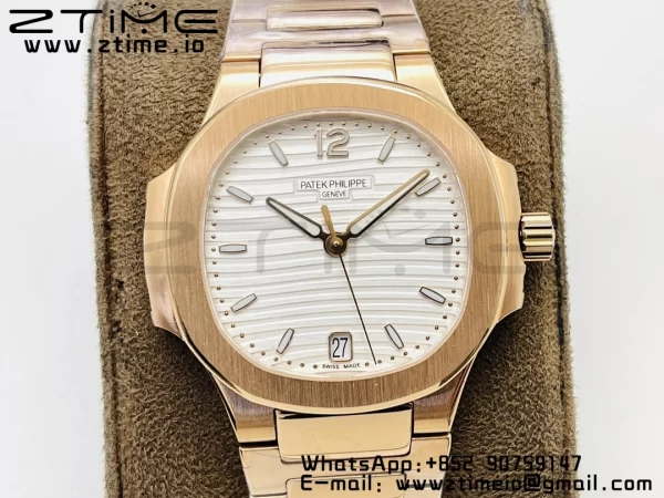PATEK PHILIPPE Nautilus 7118 Ladies RG PPF 1:1 Best Edition White Dial on RG Bracelet 324CS - Super Clone Watch | 1:1 Best Version