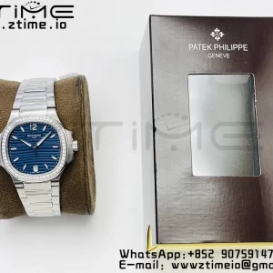 PATEK PHILIPPE Nautilus 7118 Ladies SS PPF 1:1 Best Edition Cadran albastru Diamante Bezel pe brățară SS 324CS - Super Clone Watch | 1:1 Best Version