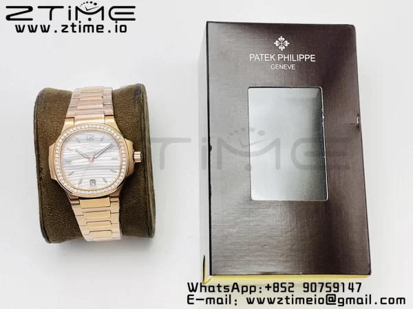 PATEK PHILIPPE Nautilus 7118 Ladies RG PPF 1:1 Best Edition White Dial on RG Bracelet 324CS - Super Clone Watch | 1:1 Best Version