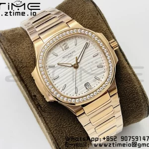 PATEK PHILIPPE Nautilus 7118 Ladies RG PPF 1:1 Best Edition White Dial on RG Bracelet 324CS - Super Clone Watch | 1:1 Best Version