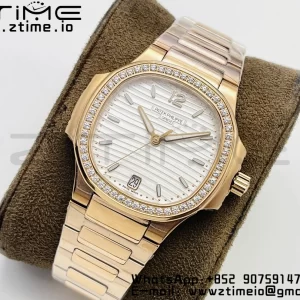 PATEK PHILIPPE Nautilus 7118 Ladies RG PPF 1:1 Best Edition White Dial on RG Bracelet 324CS - Super Clone Watch | 1:1 Best Version