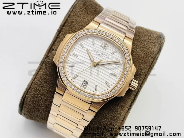 PATEK PHILIPPE Nautilus 7118 Ladies RG PPF 1:1 Best Edition White Dial on RG Bracelet 324CS - Super Clone Watch | 1:1 Best Version