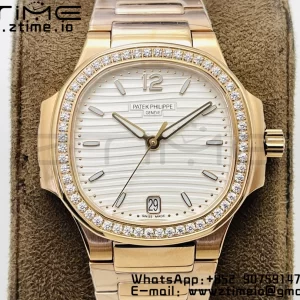 PATEK PHILIPPE Nautilus 7118 Ladies RG PPF 1:1 Best Edition White Dial on RG Bracelet 324CS - Super Clone Watch | 1:1 Best Version