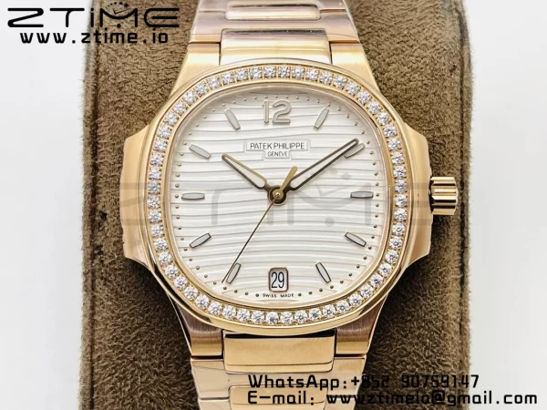 PATEK PHILIPPE Nautilus 7118 Ladies RG PPF 1:1 Best Edition White Dial on RG Bracelet 324CS - Super Clone Watch | 1:1 Best Version