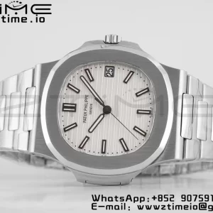 PATEK PHILIPPE Nautilus 5711/1A PPF 1:1 Best Edition White Textured Dial on SS Bracelet 324CS V5 - Super Clone Watch | 1:1 Best Version