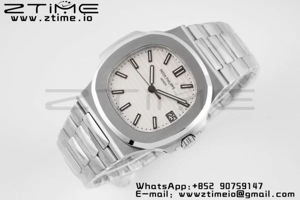 PATEK PHILIPPE Nautilus 5711/1A PPF 1:1 Best Edition White Textured Dial on SS Bracelet 324CS V5 - Super Clone Watch | 1:1 Best Version