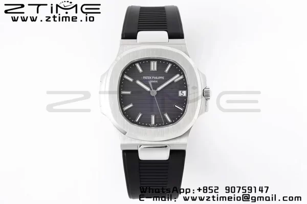 PATEK PHILIPPE Nautilus 5711/1A PPF 1:1ベストエディション ブラックラバーストラップ グレーテクスチャードダイヤル 324CS V5 - スーパークローンウォッチ｜1:1ベストバージョン