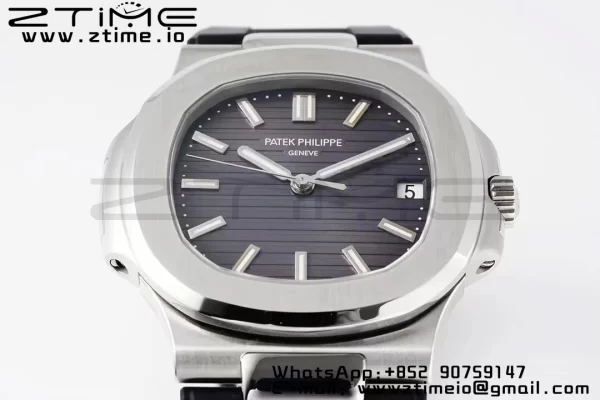 PATEK PHILIPPE Nautilus 5711/1A PPF 1:1ベストエディション ブラックラバーストラップ グレーテクスチャードダイヤル 324CS V5 - スーパークローンウォッチ｜1:1ベストバージョン