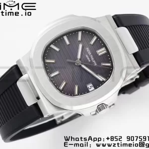 PATEK PHILIPPE Nautilus 5711/1A PPF 1:1ベストエディション ブラックラバーストラップ グレーテクスチャードダイヤル 324CS V5 - スーパークローンウォッチ｜1:1ベストバージョン