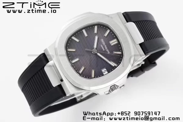 PATEK PHILIPPE Nautilus 5711/1A PPF 1:1ベストエディション ブラックラバーストラップ グレーテクスチャードダイヤル 324CS V5 - スーパークローンウォッチ｜1:1ベストバージョン