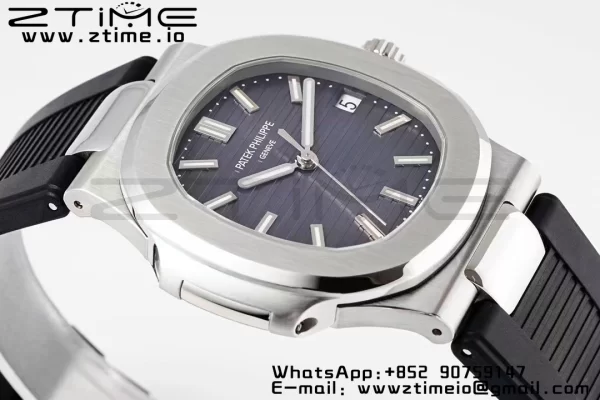 PATEK PHILIPPE Nautilus 5711/1A PPF 1:1ベストエディション ブラックラバーストラップ グレーテクスチャードダイヤル 324CS V5 - スーパークローンウォッチ｜1:1ベストバージョン
