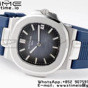 PATEK PHILIPPE Nautilus 5711/1A PPF 1:1 Best Edition Cadran albastru texturat pe curea de cauciuc albastru 324CS V5 - Super Clone Watch | 1:1 Best Version