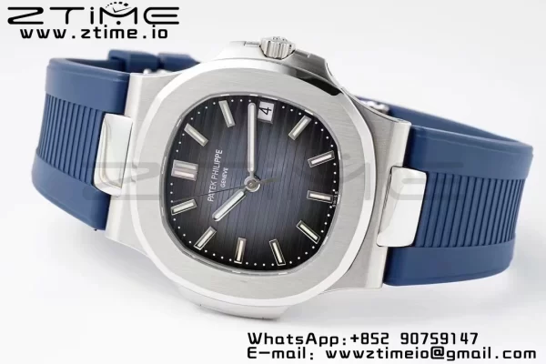 PATEK PHILIPPE Nautilus 5711/1A PPF 1:1 Best Edition Cadran albastru texturat pe curea de cauciuc albastru 324CS V5 - Super Clone Watch | 1:1 Best Version