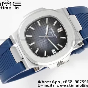 PATEK PHILIPPE Nautilus 5711/1A PPF 1:1 Best Edition Cadran albastru texturat pe curea de cauciuc albastru 324CS V5 - Super Clone Watch | 1:1 Best Version