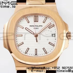 PATEK PHILIPPE Nautilus 5711/1R PPF 1:1 Best Edition Cadran alb texturat pe curea de cauciuc maro 324CS V5 - Super Clone Watch | 1:1 Best Version