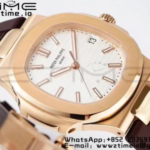 PATEK PHILIPPE Nautilus 5711/1R PPF 1:1 Best Edition Cadran alb texturat pe curea de cauciuc maro 324CS V5 - Super Clone Watch | 1:1 Best Version