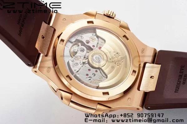 PATEK PHILIPPE Nautilus 5711/1R PPF 1:1 Best Edition Cadran alb texturat pe curea de cauciuc maro 324CS V5 - Super Clone Watch | 1:1 Best Version