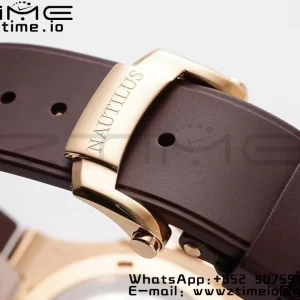 PATEK PHILIPPE Nautilus 5711/1R PPF 1:1 Best Edition Cadran alb texturat pe curea de cauciuc maro 324CS V5 - Super Clone Watch | 1:1 Best Version